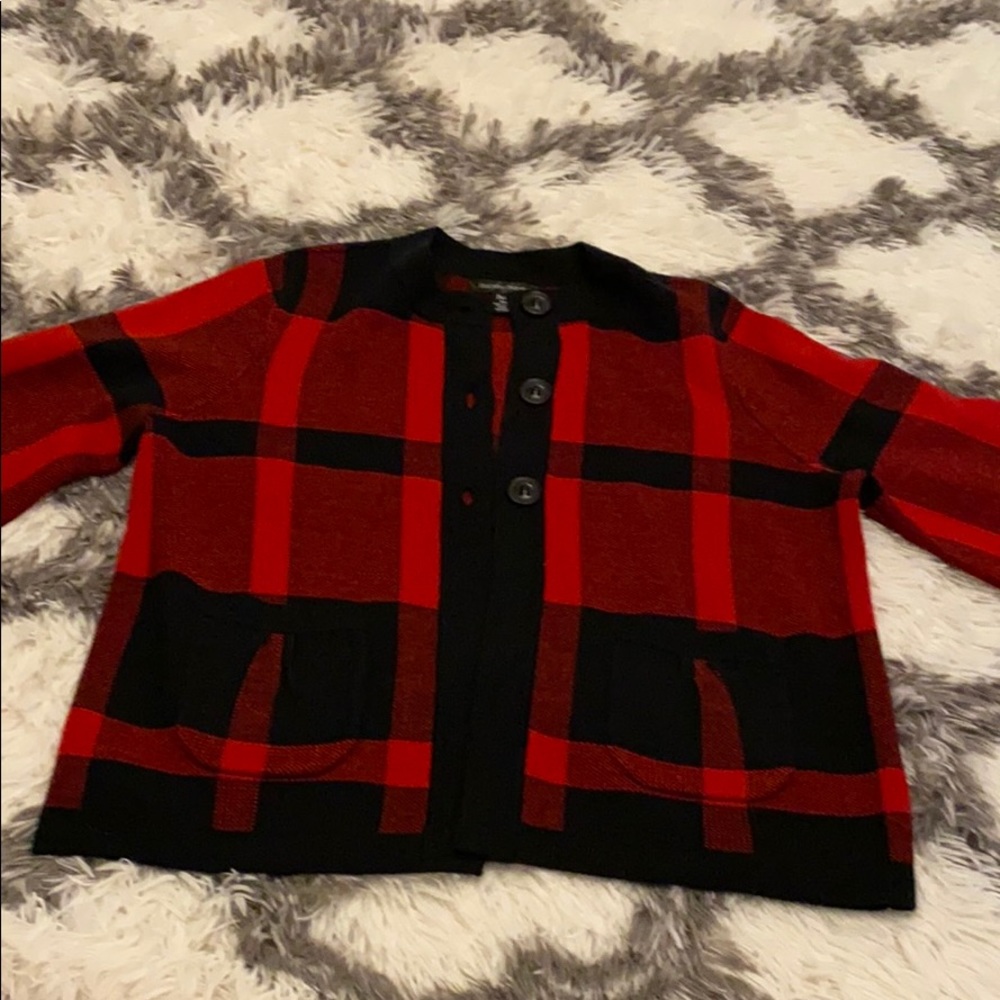 Women’s plaid button up cardigan size PM